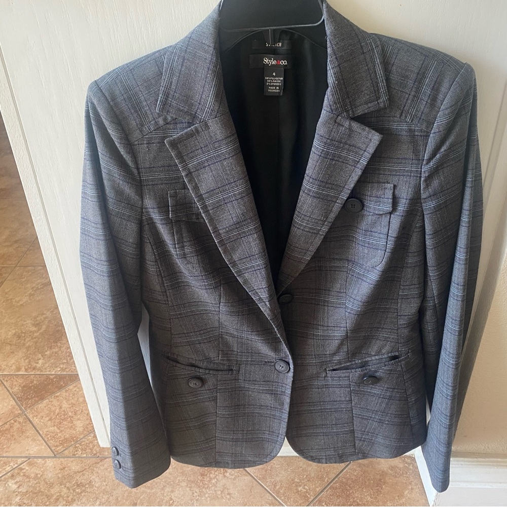 Style & Co. Plaid Blazer SZ 4 Xlnt